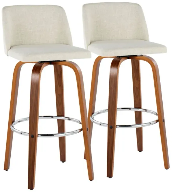 Toriano - Contemporary, Fixed Height Barstool Swivel & Round Footrest (Set of 2)