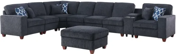 Lily - Sectional Sofa With Ottoman - Black