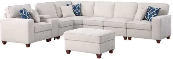 Rene - Sectional Sofa With Ottoman - Beige