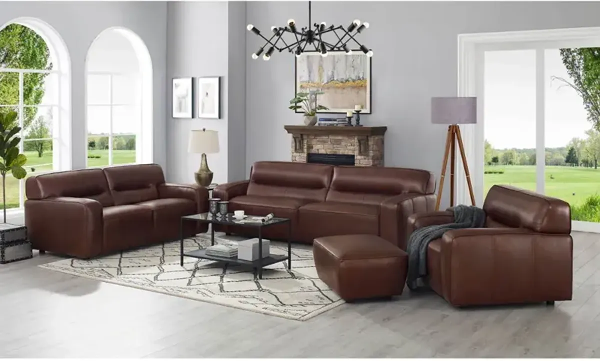 Avalon - Leather Ottoman - Raisin