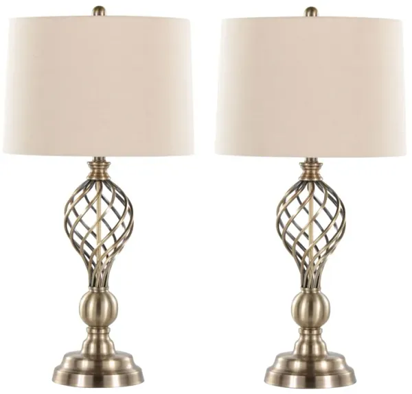 Linx - Twist Contemporary Table Lamp (Set of 2) - Antique Soft Brass / White