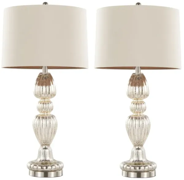 Spade - Contemporary Table Lamp (Set of 2) - Mercury / Nickel / Natural