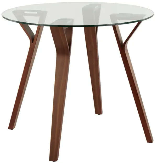 Folia - Mid-Century Modern Round Dinette Table - Walnut / Clear