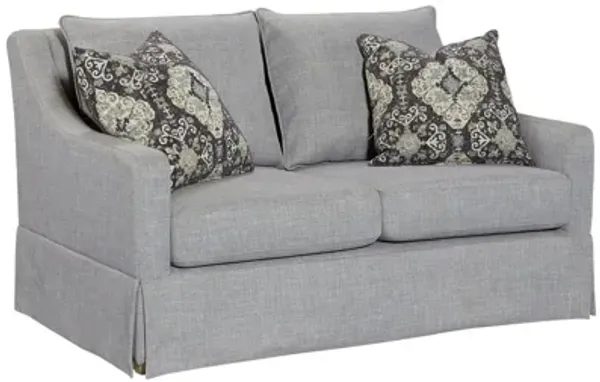 Loveseat With Skirt And Reversable Cushions And 2 Pillows - Light Gray