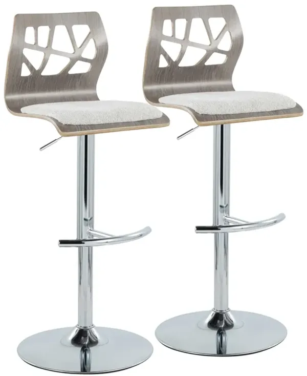 Folia - Contemporary Adjustable Barstool With Swivel With Rounded T Footrest (Set of 2)