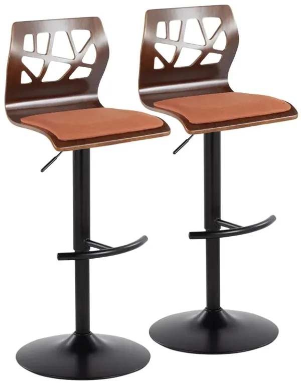Folia - Mid Century Modern Adjustable Barstool With Swivel & Rounded T Footrest (Set of 2)