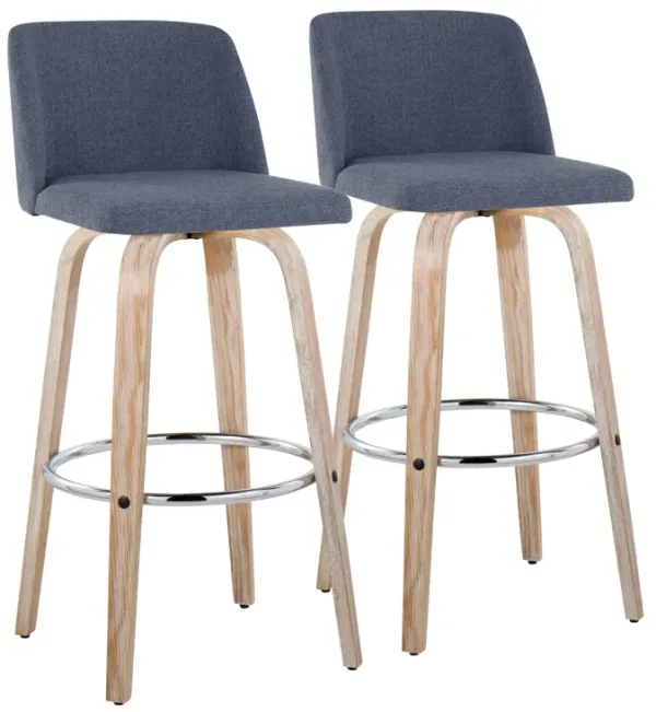 Toriano - Contemporary Fixed Height Barstool With Swivel & Round Footrest (Set of 2)