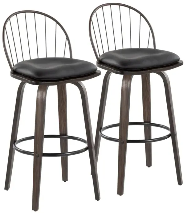 Riley - Industrial / Urban Fixed Height Barstool With Swivel With Removable Cushion (Set of 2)