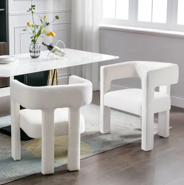 Contemporary Designed Fabric Upholstered Accent Chair Dining Chair For Living Room, Bedroom, Dining Room (Set of 2) - Beige