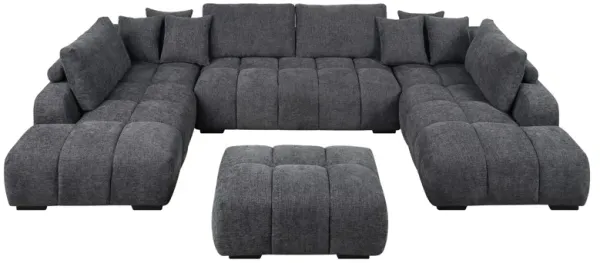 Chosen - Sectional Sofa With Toss Pillows With 2 Chaises With Ottoman - Gray
