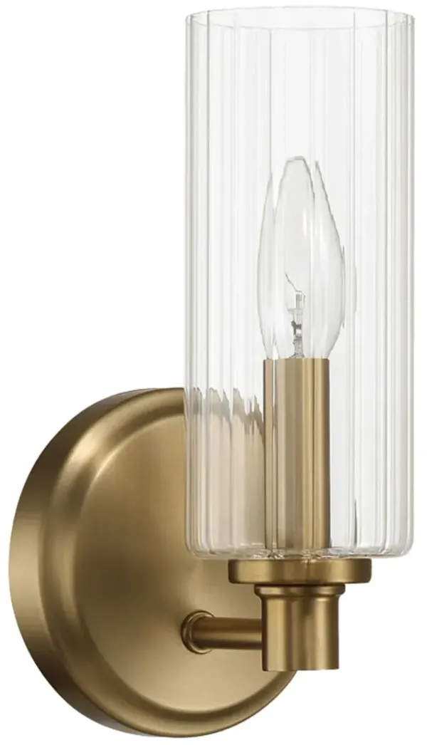 Jardin - Single Light Wall Sconce With Clear Ribbed Satin - Clear / Gold