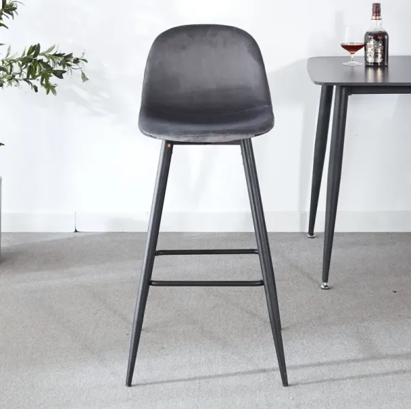 Bar Stool (Set of 2) Modern Counter Bar Height Chair With Back, Sturdy Metal Legs & Footrests, Island Stool For Kitchen Bar - Gray