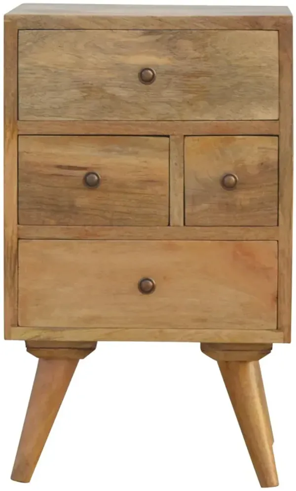 Nordic Style 4 Drawer Multi Nightstand - Oak