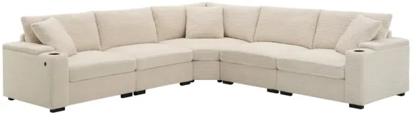 Convertible L Shaped Sectional Corner Couch With Armrest Storage Cup Holders USB Charger, Irregular Corner Oversized Comfy Modular Sofa