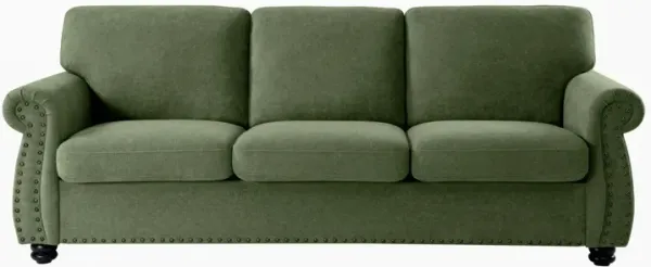 Soft Sofa, Upholstered 3 Seater Couch With High Density Foam, Loose Back Cushions And Turned Legs