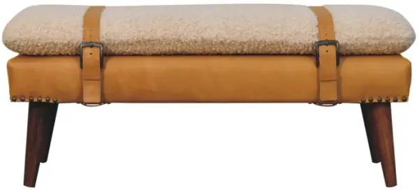 Boucle Leather Bench - Tan