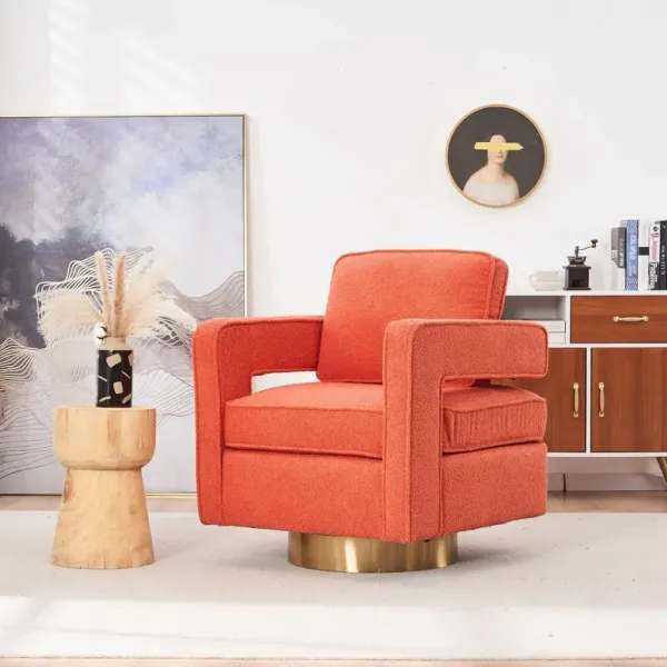 Swivel Barrel Chair For Living Room, 360 Degree Swivel Club Modern Accent Single Sofa Chair, Small Leisure Arm Chair For Nursery, Hotel, Bedroom - Orange