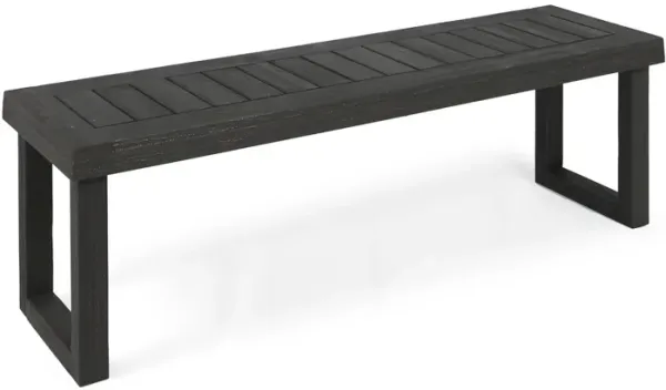 Realm - Outdoor Bench With Slat Panel Top And Base - Dark Gray