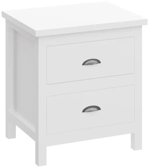 Versatile Solid Wood Night Stand With Drawers For Living Room And Bedroom - White