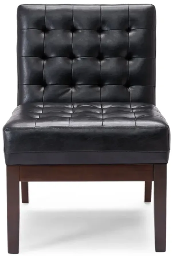 Contemporary Accent Chair With Tufted Waffle Stitch - Black