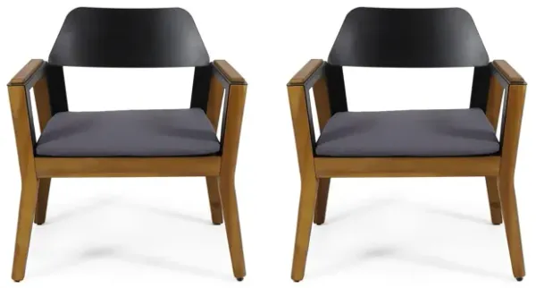 Soho - Transitional Style Outdoor Club Chair (Set of 2) With Cushions - Teak
