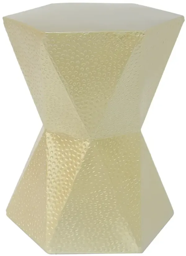 Modern Hexagon Side Table With Knockout Pit Texture - Gold
