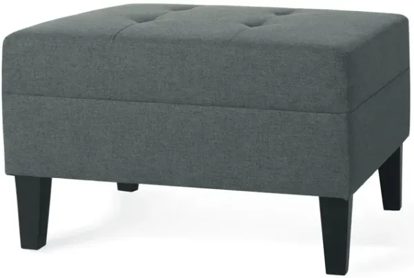 Classic Fabric Ottoman With Birch Wood Legs And High Quality Foam Padding - Charcoal