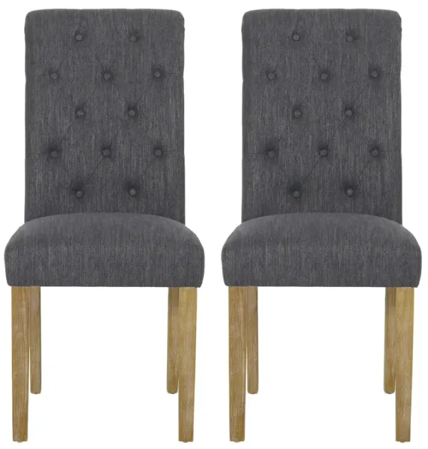 Contemporary Dining Chair (Set of 2) With Button Tufted Design - Charcoal