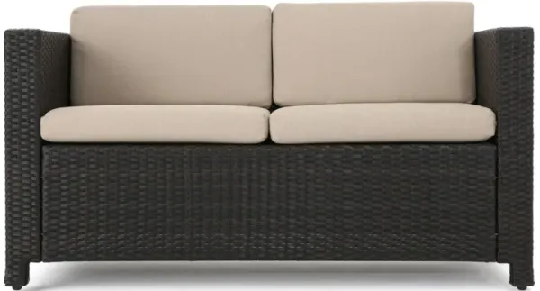 Puerta - Loveseat Outdoor Seating With Water Resistant Cushions - Dark Brown