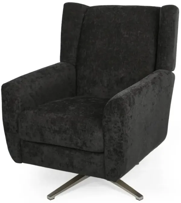 Contemporary Swivel Chair With Wingback Design - Black