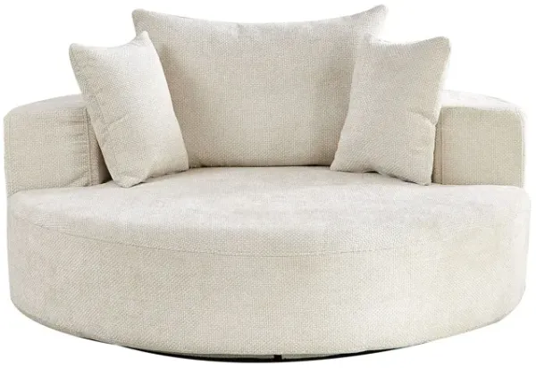 Single Swivel Chair, Fluffy Modern Sleeper, 360 Degree Swivel Chair For Living Room - Beige