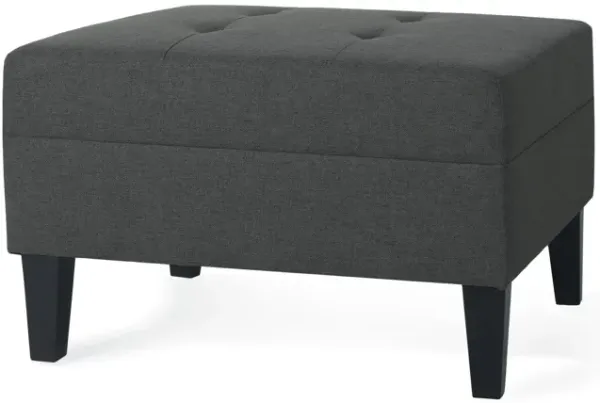 Classic Ottoman With Birch Wood Legs And Fabric Upholstery