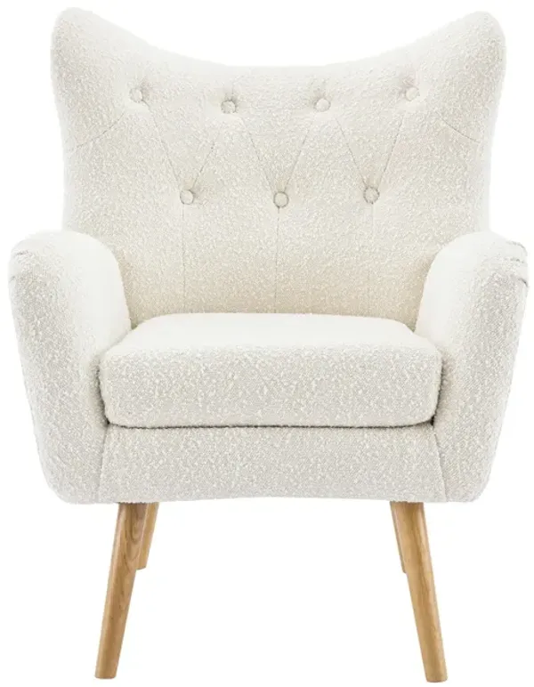 Mid - Century Modern Arm Chair With Wingback Design Wood Legs