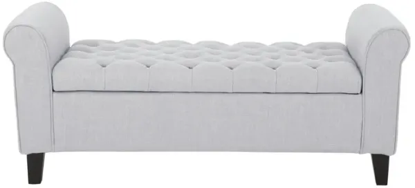Hayes - Contemporary Armed Storage Bench With Button Tufting And Rolled Arms
