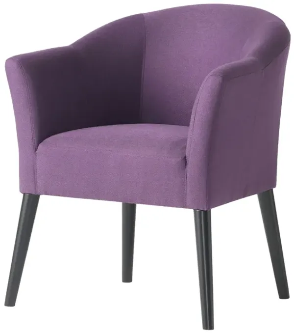 Fabric Arm Chair With Wooden Legs And Cushioned Seat - Plum