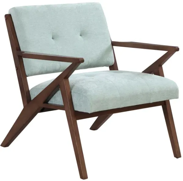 Modern Accent Chair With Plush Cushions, Angled Arm Design - Green