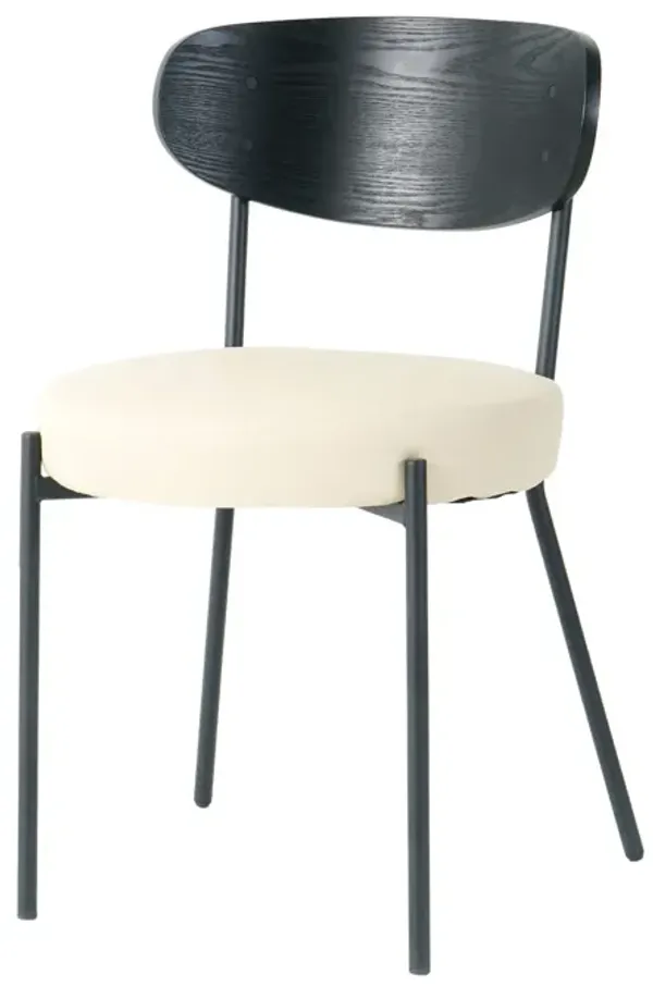 Modern Bentwood Dining Chair, Metal Legs, Ash Veneer Back, (Set of 2) - Cream