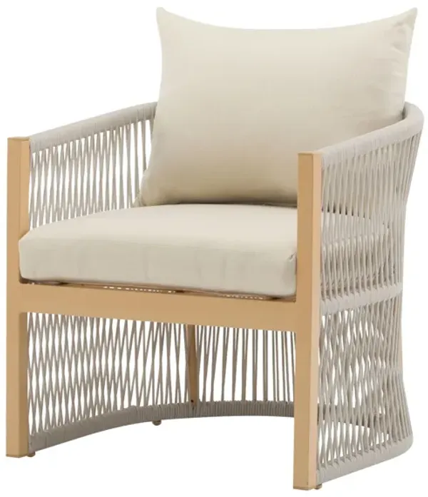 Modern Curved Aluminum Lounge Chair With Stylish Rope Weave Design And Cushioned Comfort For Outdoor