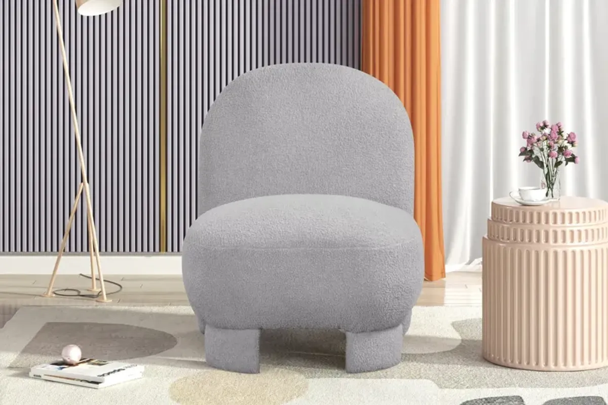 Bouclé Modern Accent Chair - Light Grey