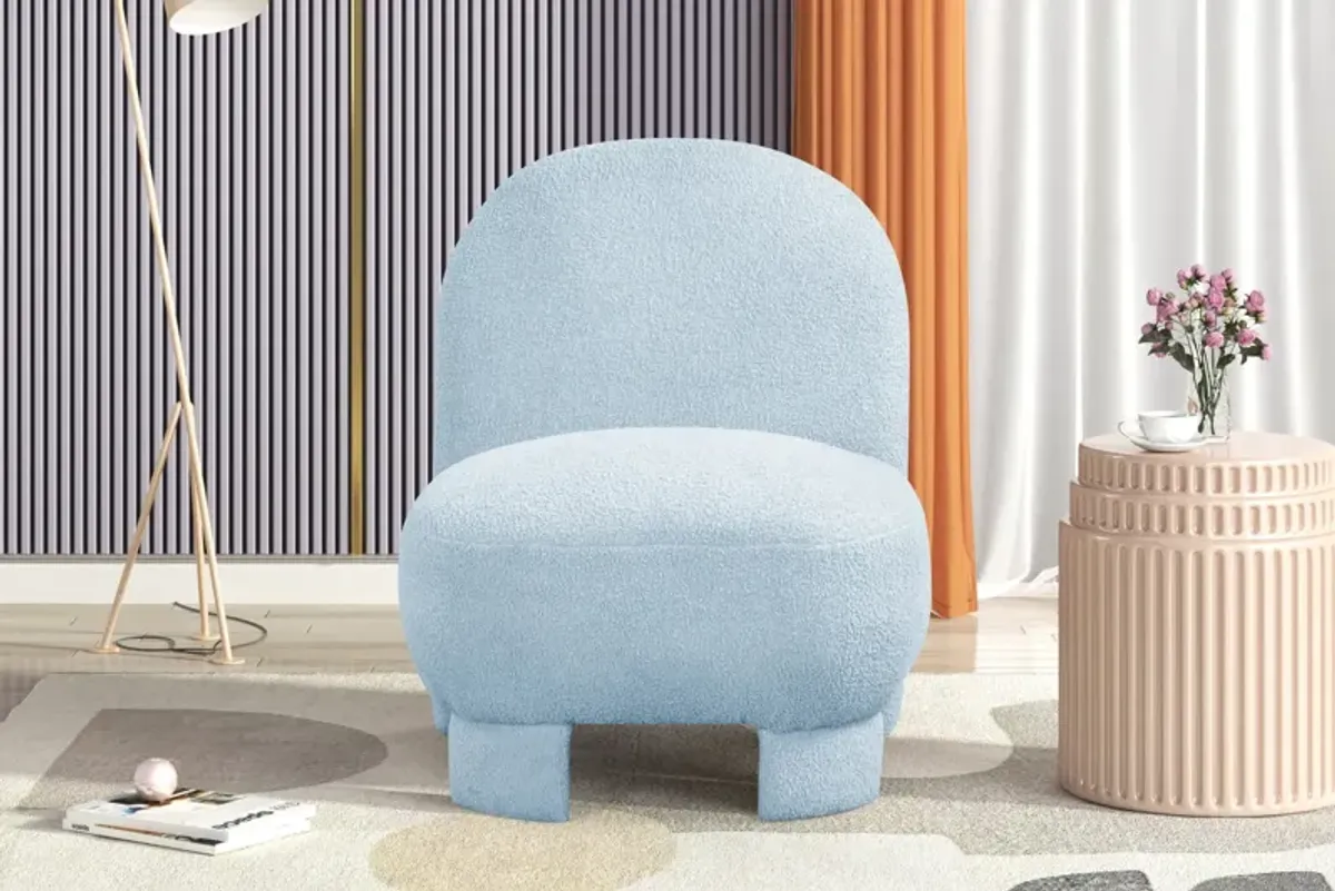 Bouclé Modern Accent Chair - Light Blue