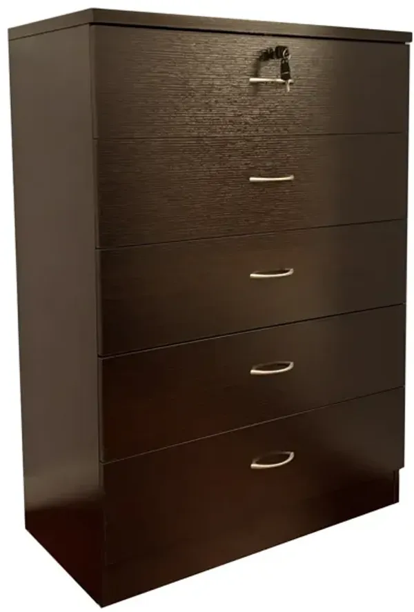 5 Drawer Chest Metal Handles Locking Top Drawer Metal Glide Rails Melamine Laminate