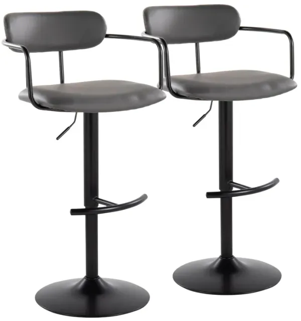 Demi - Contemporary Adjustable Height Barstool With Swivel With Rounded T Footrest (Set of 2)