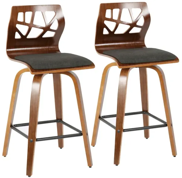 Folia - Mid Century Modern Fixed Height Counter Stool With Swivel (Set of 2)