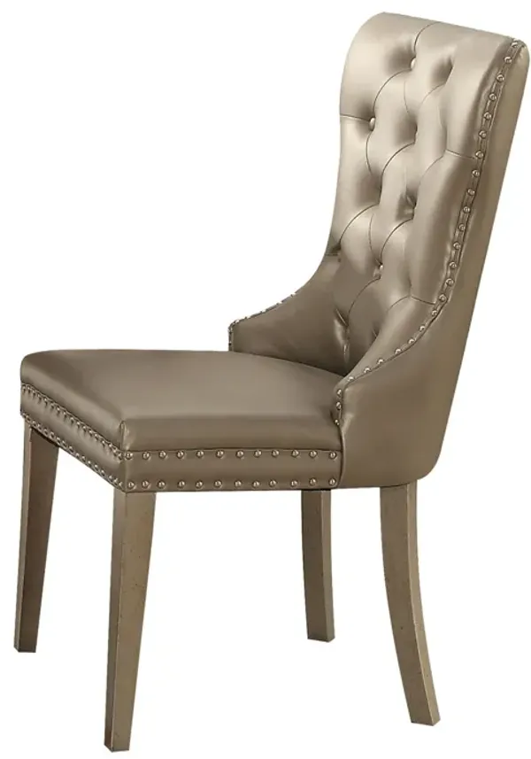 Kacela - Synthetic Leather Side Chair (Set of 2) - Champagne