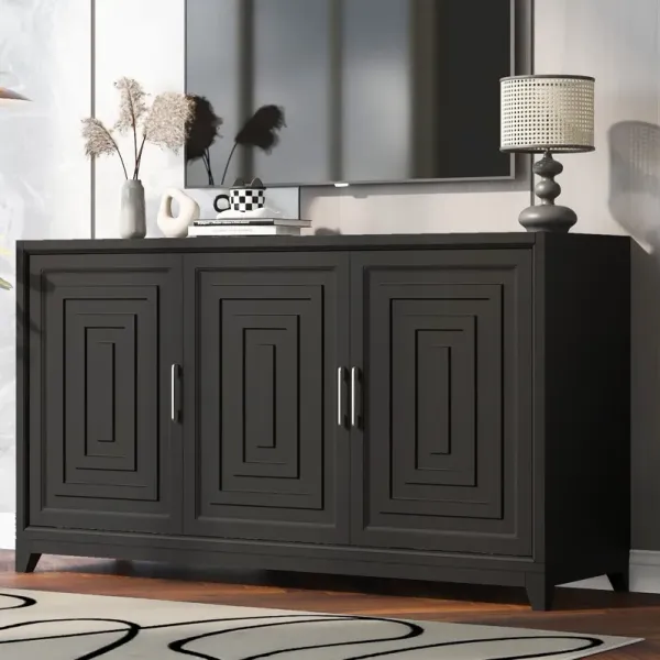 TV Stand For TVs Up To 65", Modern Entertainment Center Media Console Cabinet With 2 Spacious Storage Space, Solid Wood Legs For Living Room