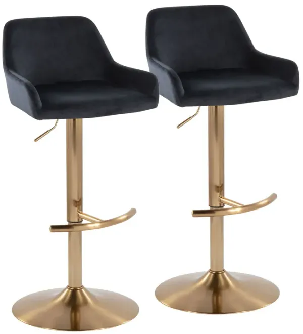 Daniella - Contemporary Adjustable Barstool With Swivel With Rounded T Footrest (Set of 2)