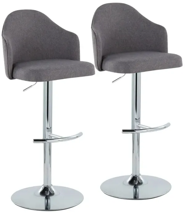 Ahoy - Contemporary Adjustable Barstool With Swivel With Rounded T Footrest (Set of 2)