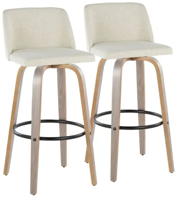 Toriano - Fixed Height Contemporary Barstool With Swivel With Round Footrest (Set of 2)