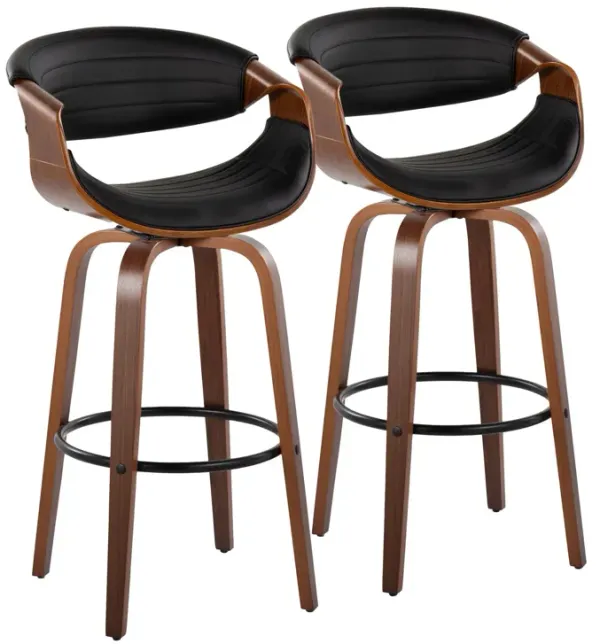 Symphony - Mid Century Modern Fixed Height Barstool With Swivel And Round Footrest (Set of 2)