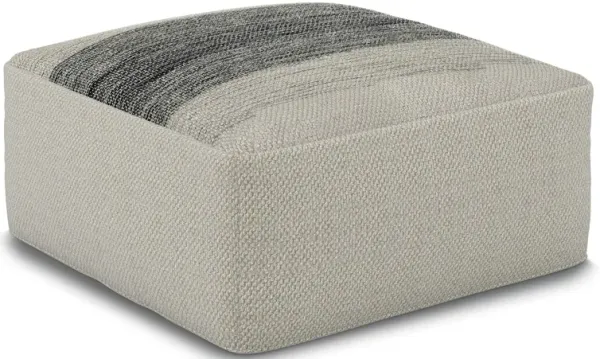 Sabella - Square Woven Outdoor / Indoor Pouf - Gray / White